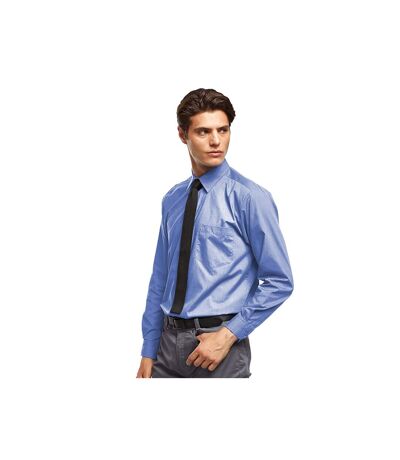 Mens  Poplin Long-sleeved Formal Shirt Mid Blue Premier