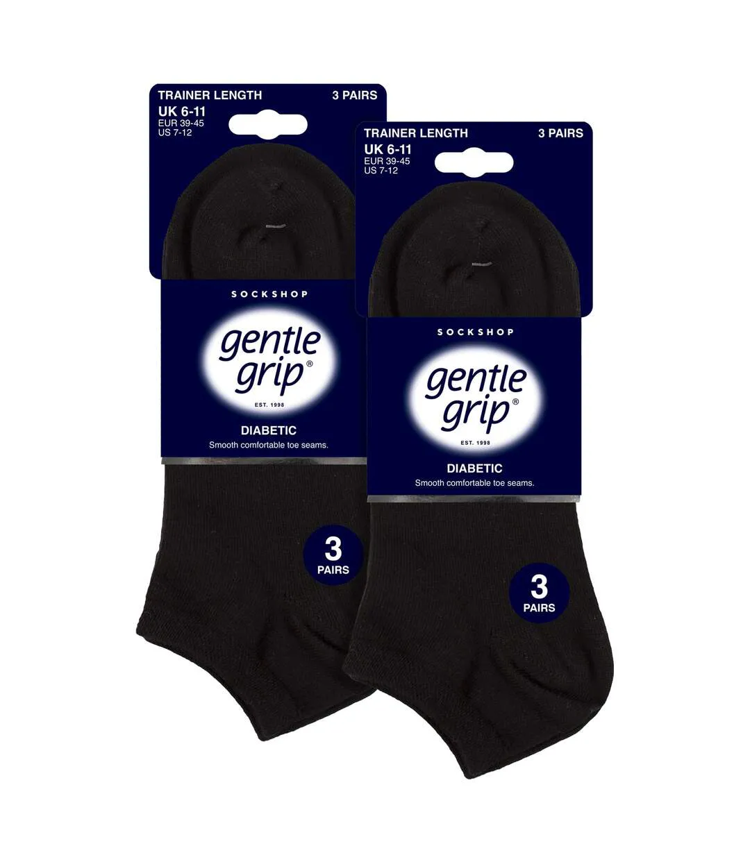 6 Pack Mens Diabetic Trainer Socks | Loose Top Wide Ankle Socks-2