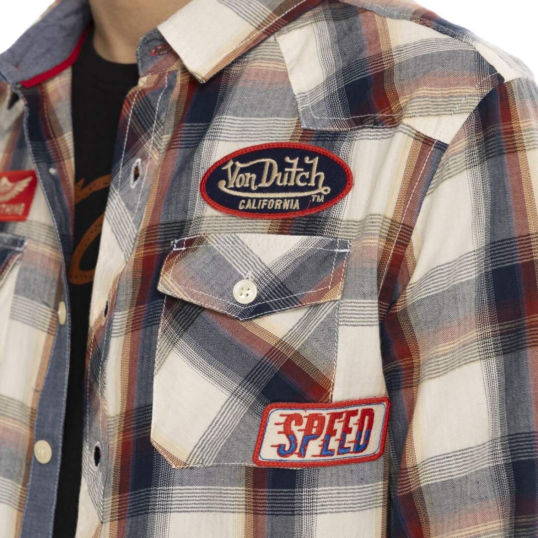 Chemise à carreaux à manches longues homme avec patchs Power Vondutch-2