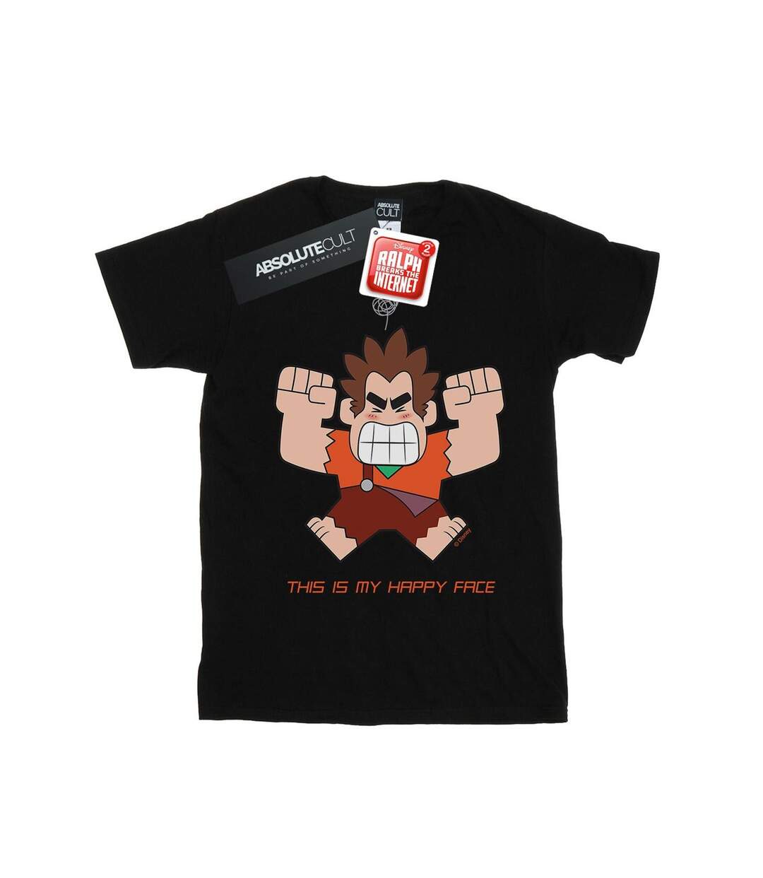 Disney Womens/Ladies Wreck It Ralph Happy Face Cotton Boyfriend T-Shirt (Noir) - UTBI51662-1