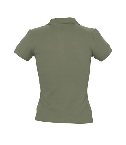 SOLS Womens/Ladies People Pique Short Sleeve Cotton Polo Shirt (Khaki)