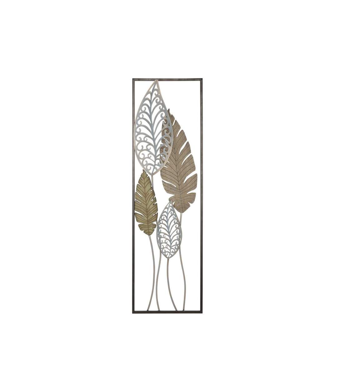 Déco Murale Encadrée en Métal Foglie 99cm Argent & Or-1