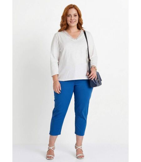 T-shirt manches 3/4 coton et macramé