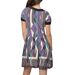 Robe femme violette à  manches courtes et col rond, parfaite pour une journée décontractée-2