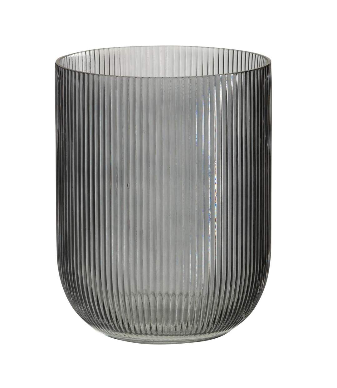 Vase Design en Verre Ligné 21cm Noir-1