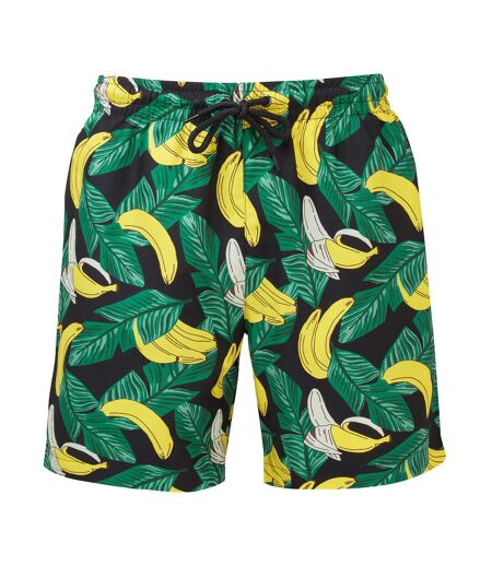 Short De Bain Motif/style Banane Homme Noir Jaune Wombat