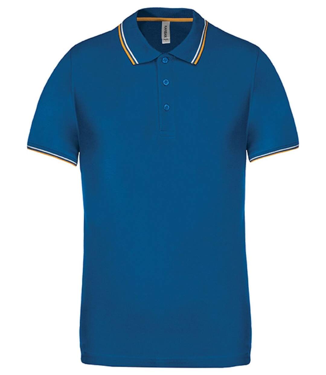 Polo bandes contrastées homme - K250 - bleu roi - jaune-blanc - manches courtes-1