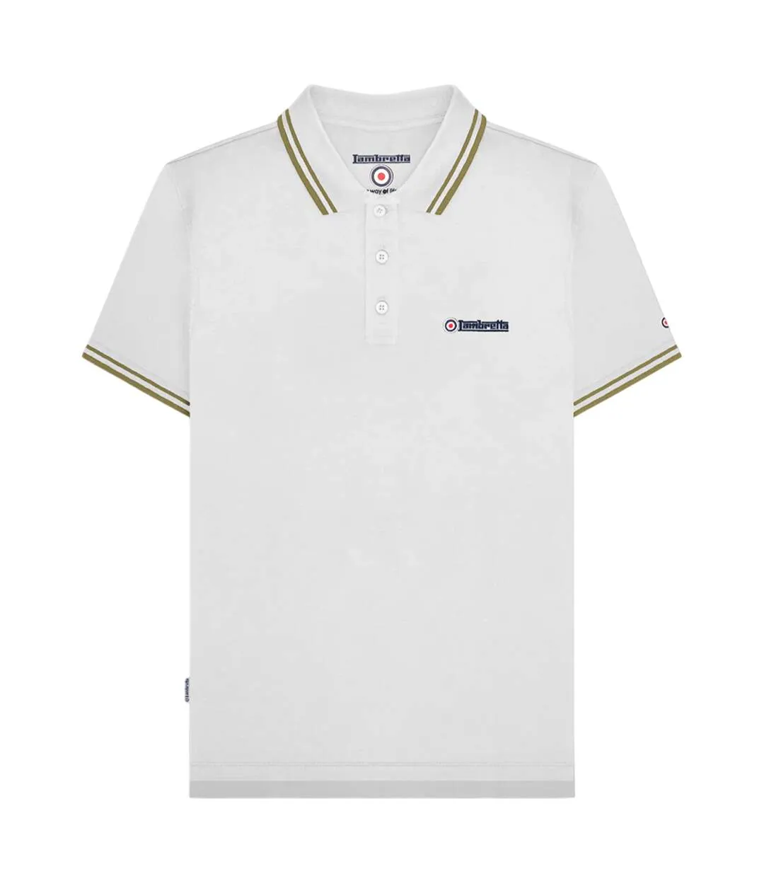 Polo Ss25 Homme Blanc Marron Clair Lambretta-2