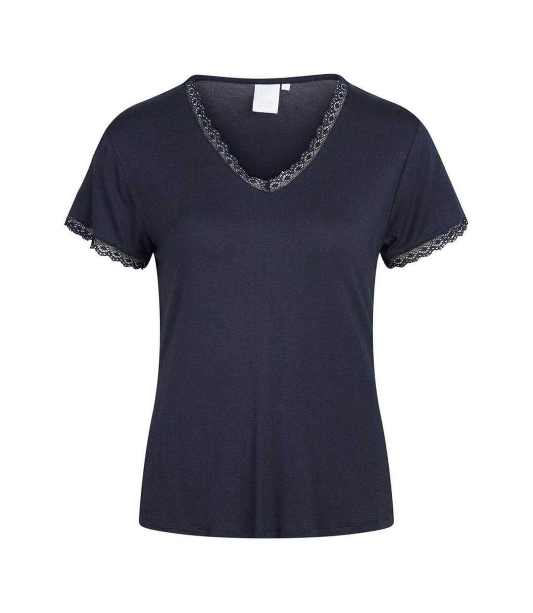 Haut De Pyjama Motif/style Bord À Dentelle Femme Bleu Sombre CCDK Copenhagen-2