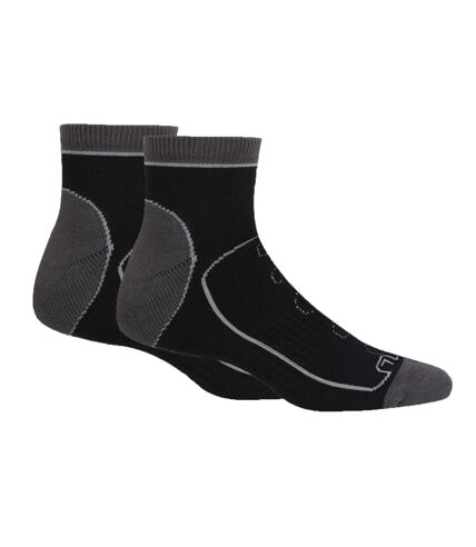 Regatta Mens Samaris Trail Ankle Socks (Pack of 2) (Black/Dark Steel) - UTRG5816