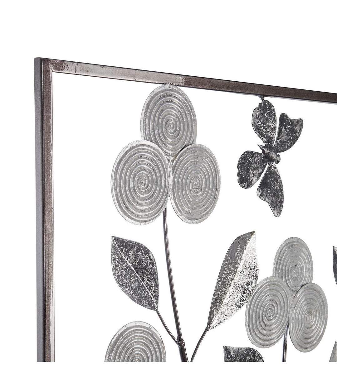 Décoration Murale Métal Fleurs 50cm Argent-2