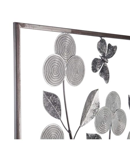 Décoration Murale Métal Fleurs 50cm Argent