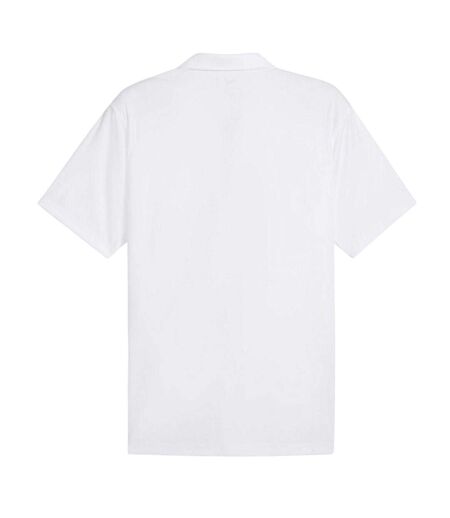 Mens Pure 2.0 Embroidered Logo Long-sleeved Polo Shirt White Puma