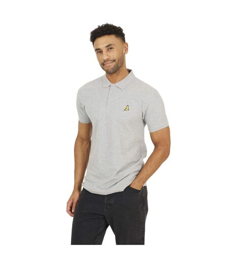 Polo Motif/style Logo Brodé Homme Gris Clair Chiné Brave Soul