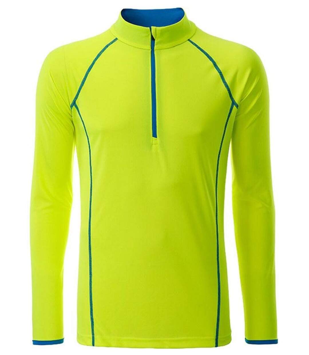 Maillot running respirant manches longues - Homme - JN498 - jaune et bleu vif