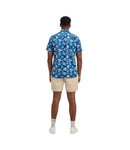 Mens blossom short-sleeved shirt navy Raging Bull