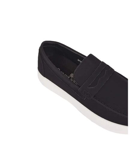 Mens Pu Loafers Black Brave Soul
