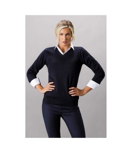 Kustom Kit Ladies Arundel Long Sleeve V-Neck Sweater (Navy Blue) - UTBC1447