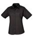 Short sleeve poplin blouse / plain work shirt black Premier-1