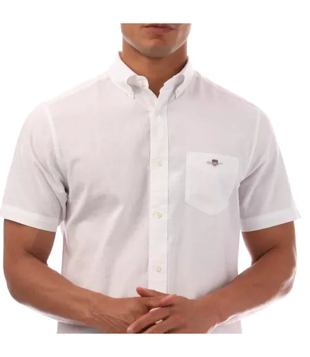 Chemise Manches Courtes Homme Blanc Gant