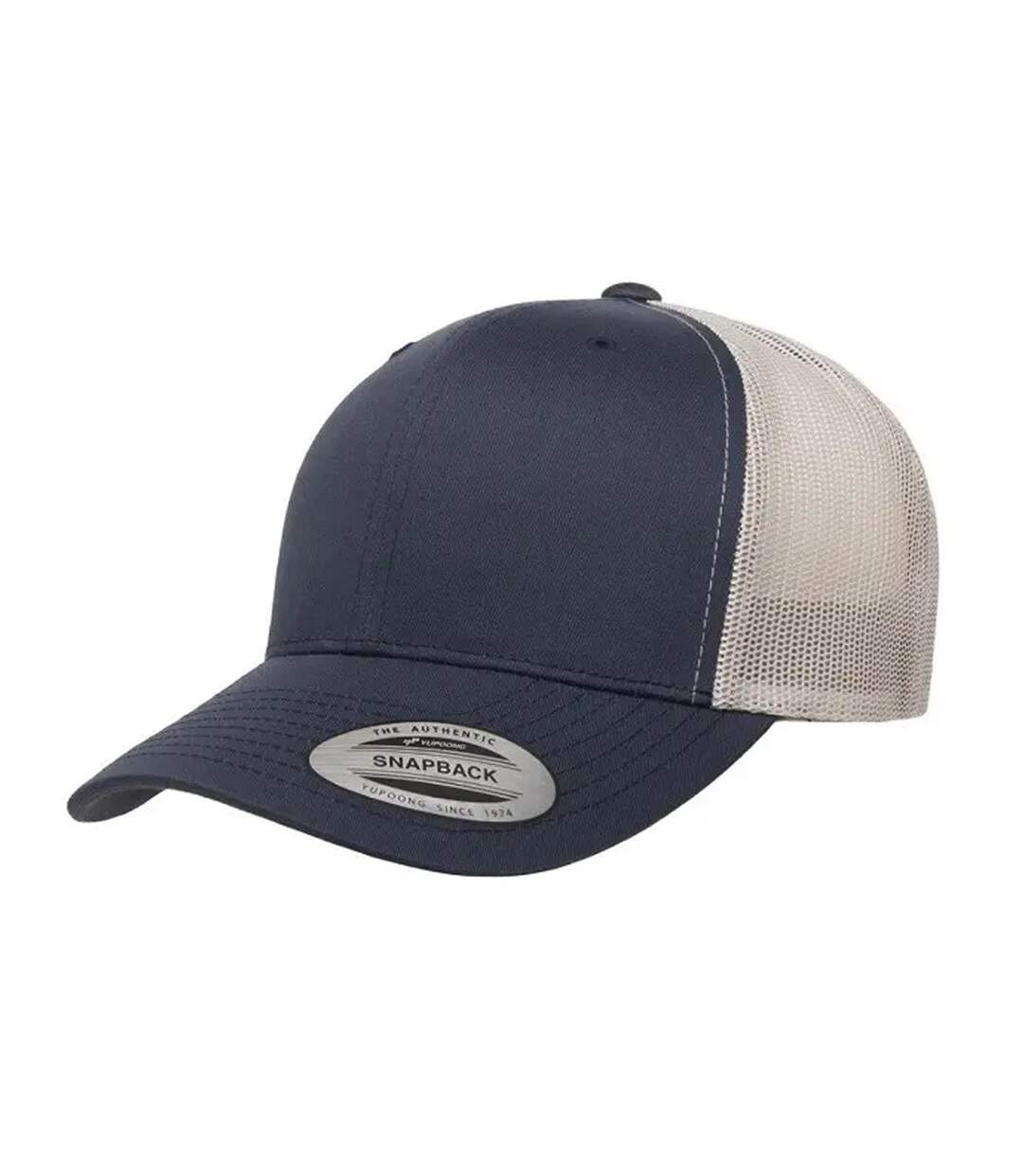 Casquette trucker retro adulte bleu marine / argenté Flexfit-1