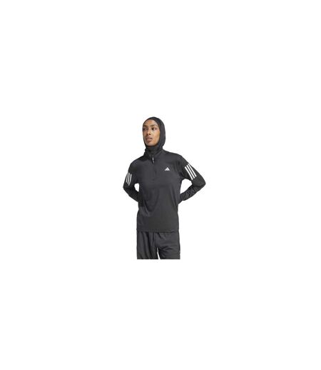 Womens/ladies Own The Run Half Zip Top Black Adidas
