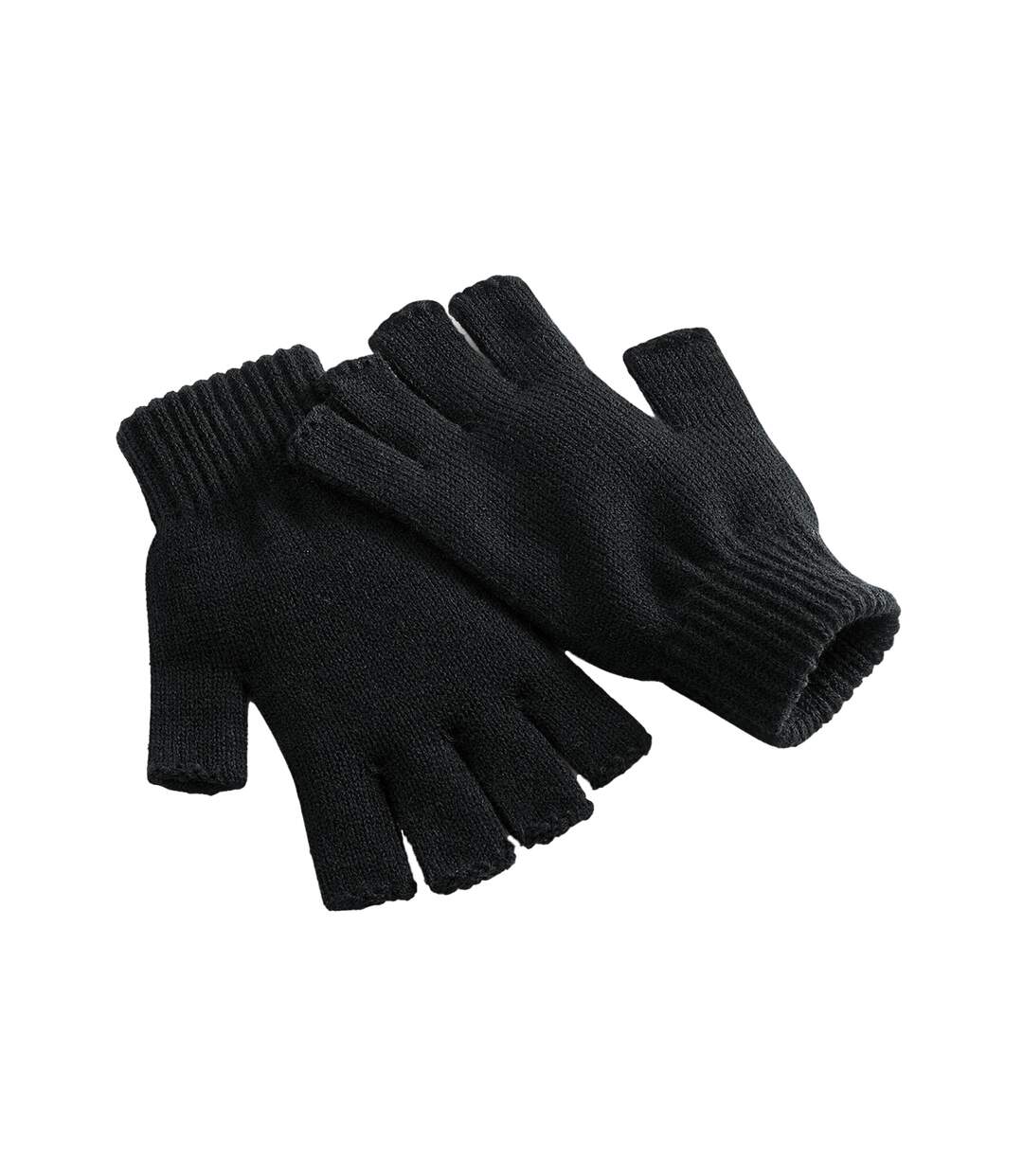 Unisex adult plain fingerless gloves black Beechfield-1