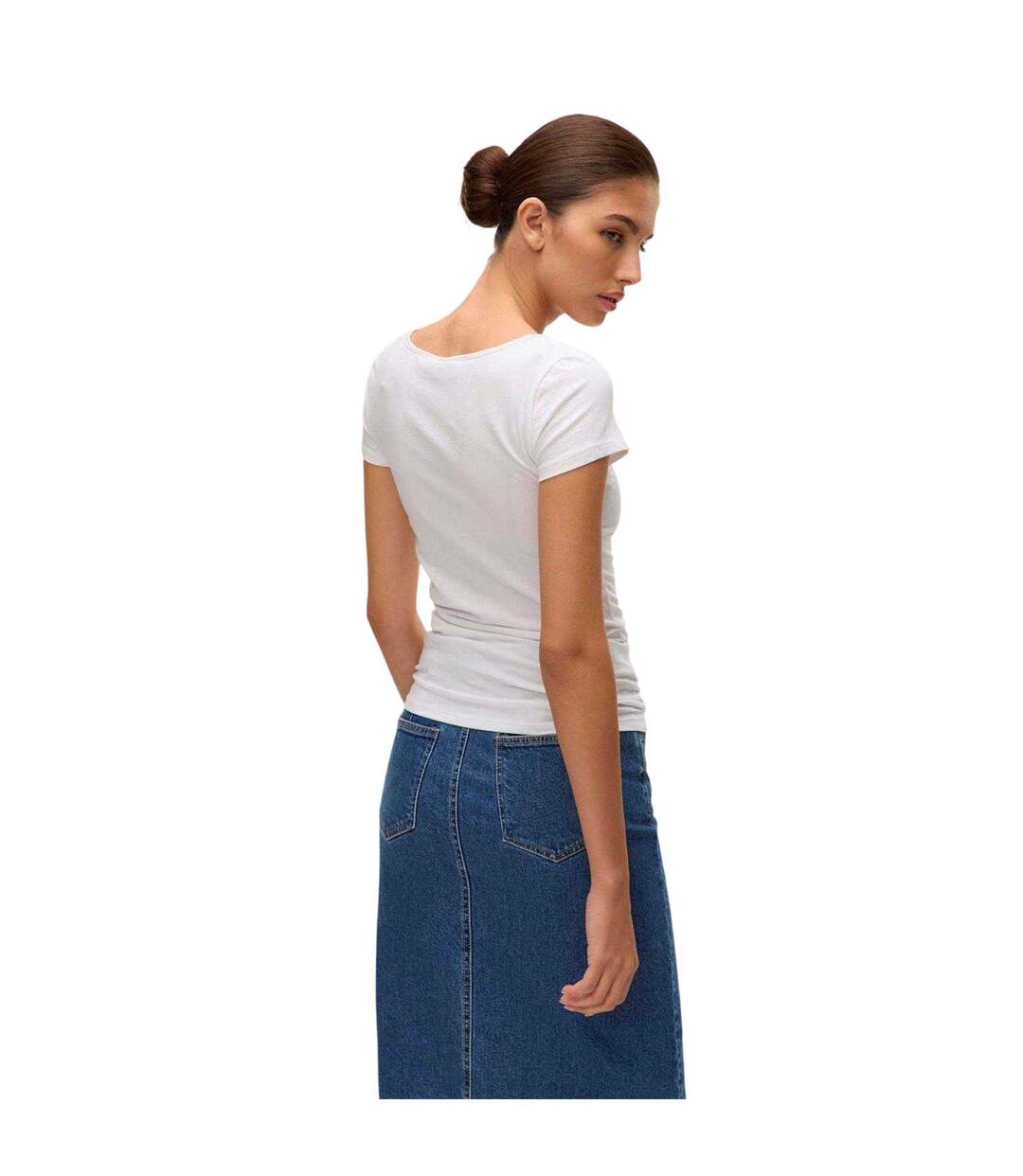 T-shirt Motif/style Uni Femme Blanc Vif Vero Moda-3