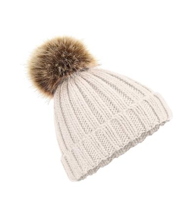 Bonnet pompom unisexe enfant blanc Beechfield