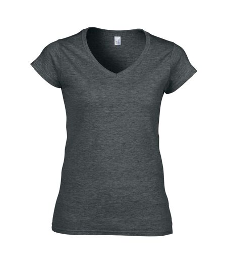 Gildan Ladies Soft Style Short Sleeve V-Neck T-Shirt (Dark Heather)