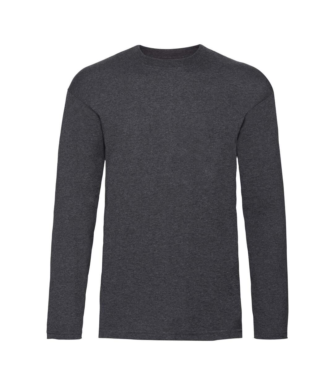 Mens Valueweight Heather Long-sleeved T-shirt Dark Heather Grey Fruit Of The Loom-1