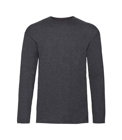 Mens Valueweight Heather Long-sleeved T-shirt Dark Heather Grey Fruit Of The Loom