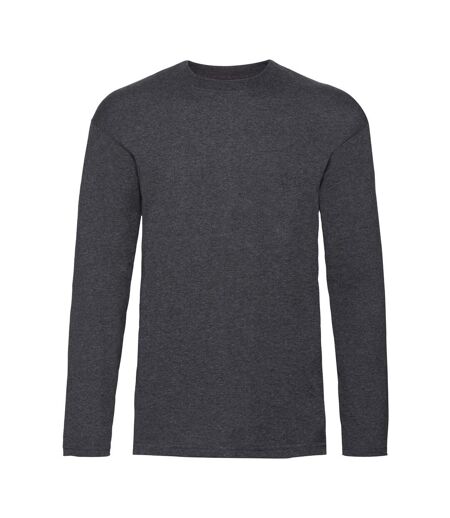 Mens Valueweight Heather Long-sleeved T-shirt Dark Heather Grey Fruit Of The Loom