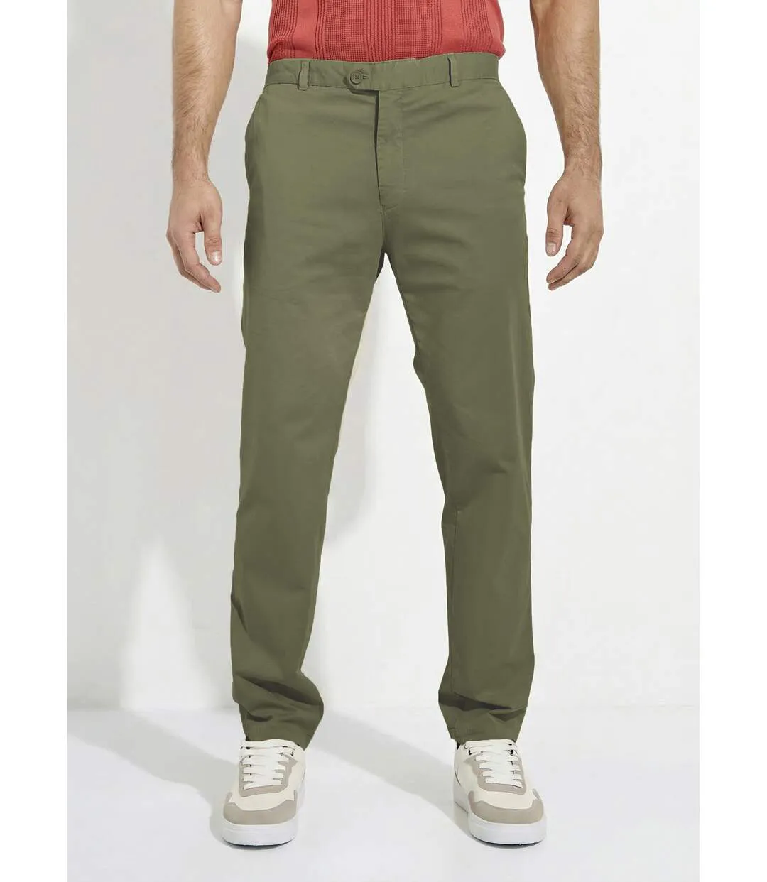 Pantalon chino droit toile coton stretch-1
