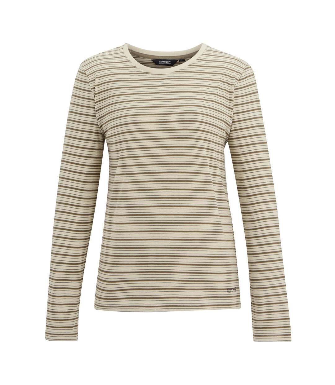 Womens/ladies Federica Stripe Long-sleeved T-shirt Light Vanilla Mocha Regatta-2