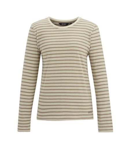Womens/ladies Federica Stripe Long-sleeved T-shirt Light Vanilla Mocha Regatta