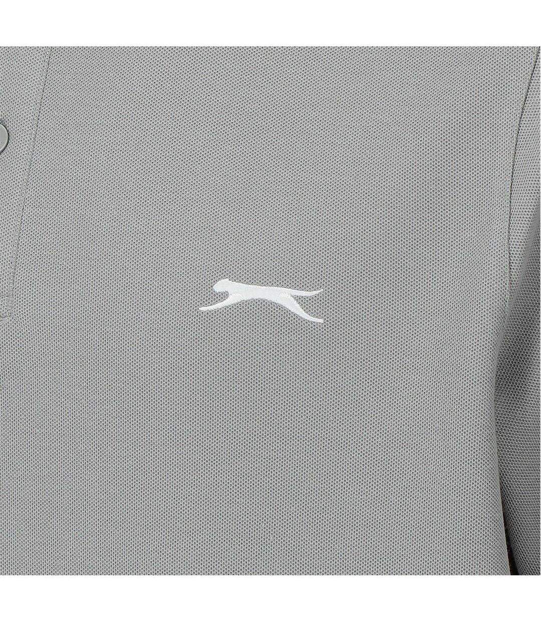 Mens Embroidered Logo Polo Shirt Light Grey Slazenger-4