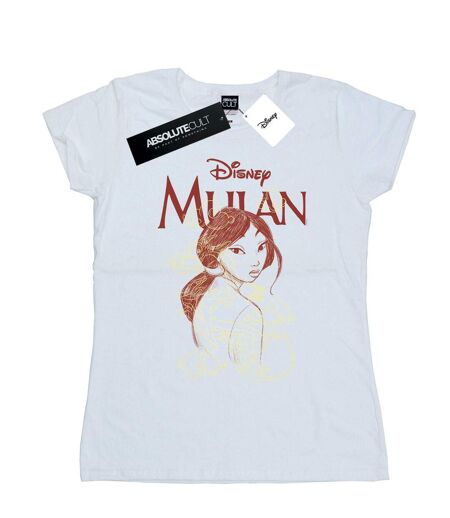Disney Femme/Les femmes Mulan Dragon Sketch Cotton T-Shirt (Blanc) - UTBI16051