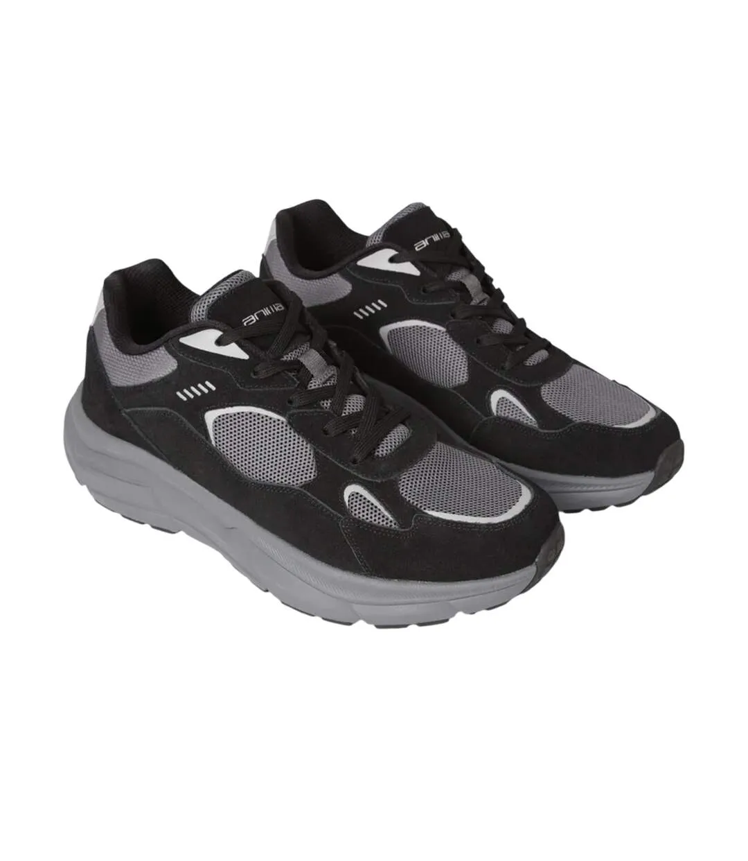 Mens Ezra Leather Everyday Trainers Dark Grey Animal-1