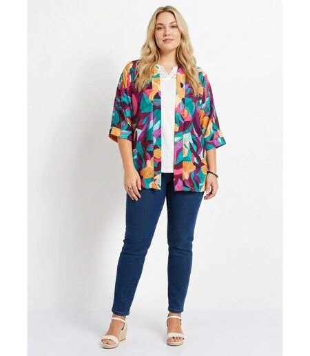 Veste longue ample motif floral