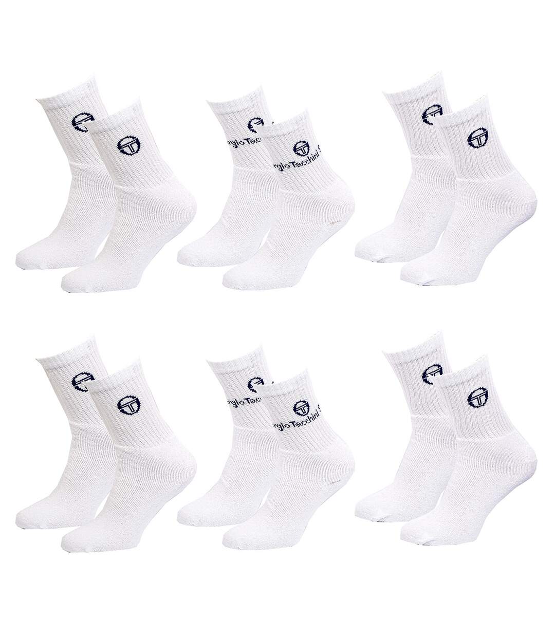 Chaussettes homme Sergio Tacchini Tennis Pack de 6 Paires Tennis Blanches-1