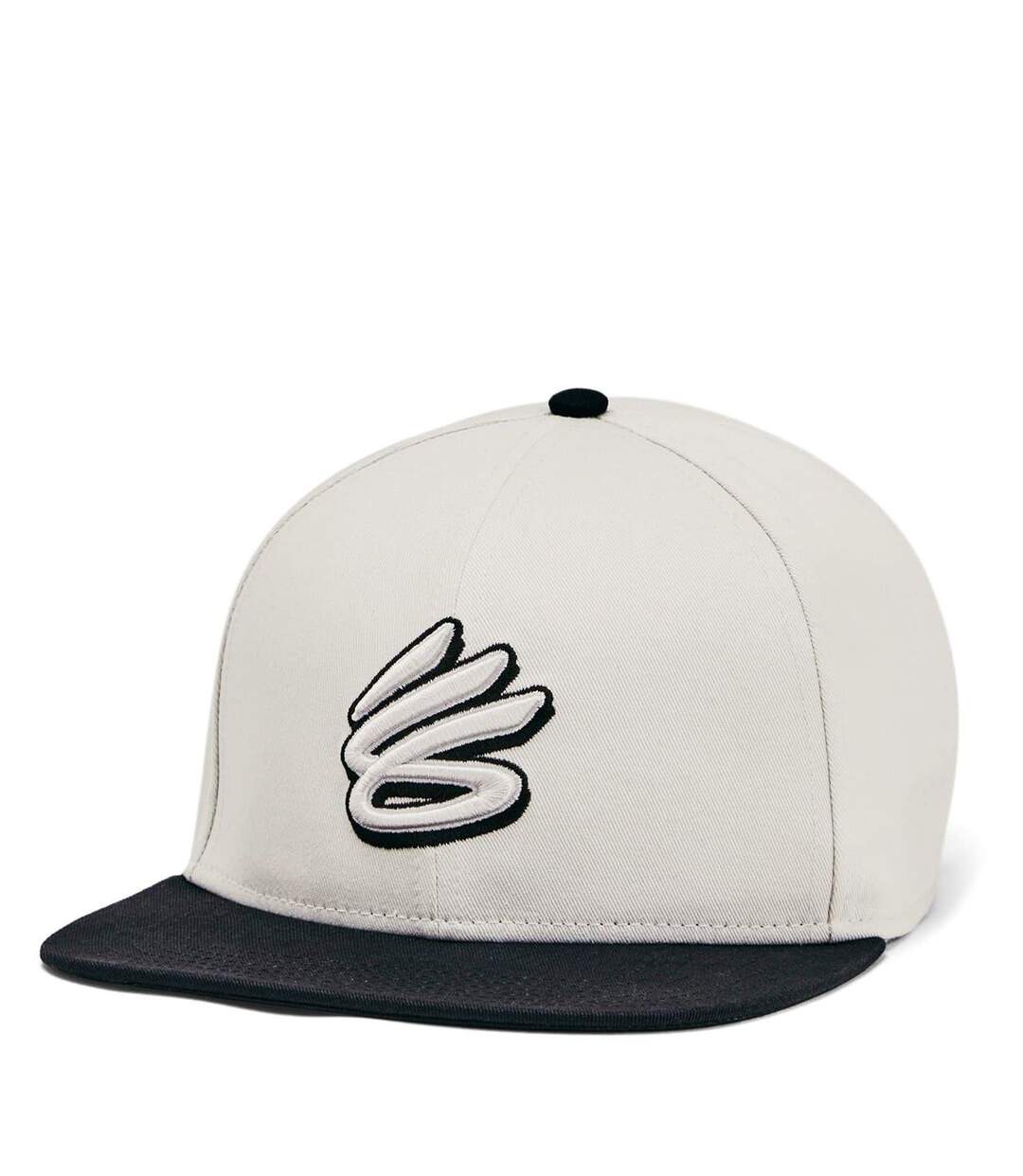 Mens Curry Logo Cotton Flat Peak Snapback Cap White Under Armour-1