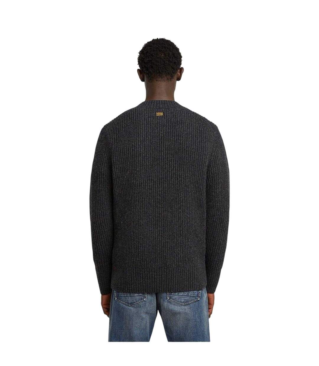 Mens Rib Knit Regular Jumper Grey G-Star-3