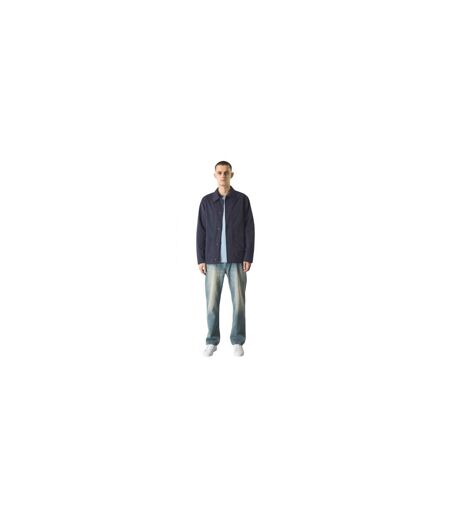 Mens Patterned Front Pocket Overshirt Navy Pretty Green
