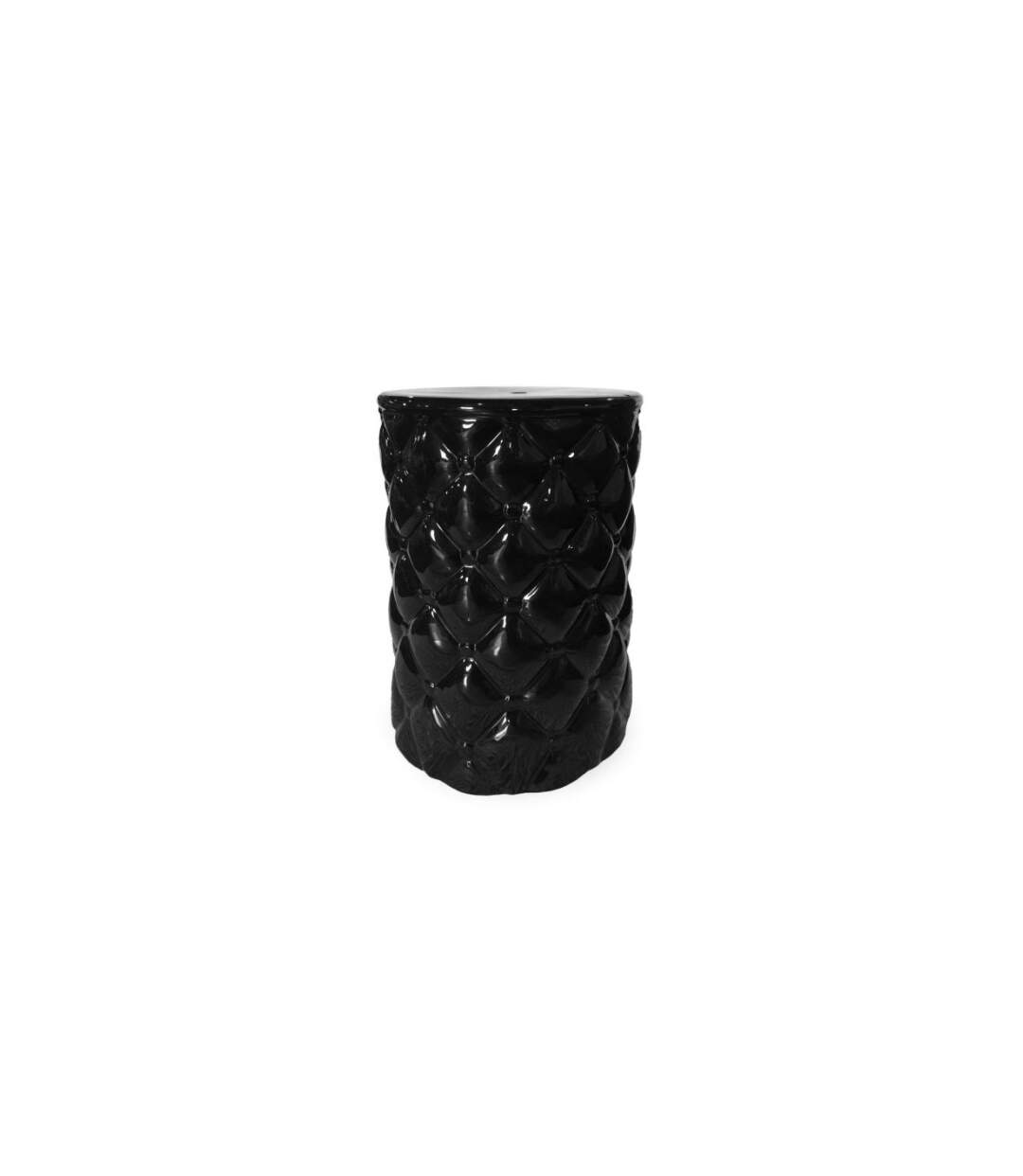 Pouf en Céramique Capitonné 46cm Noir-1