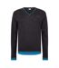 Mens Contrast Tipped V Neck Sweater Top Black Puma-1