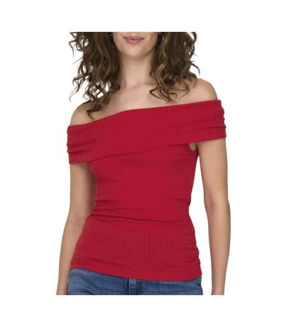 T-Shirt rouge femme jdy fransiska 15344028 - l