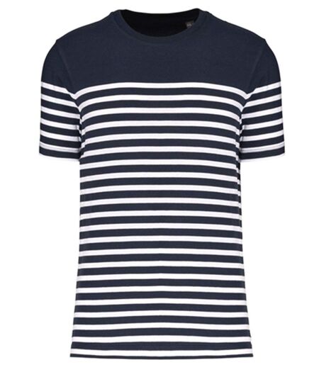 T-shirt rayé coton bio marinière homme - k3033 - bleu marine et blanc