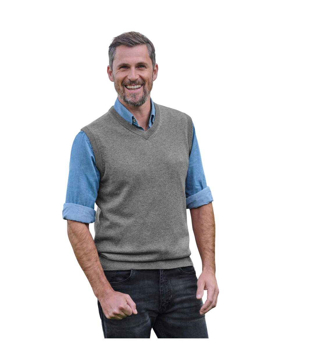 Gilet Homme Gris Chiné WoolOvers-1