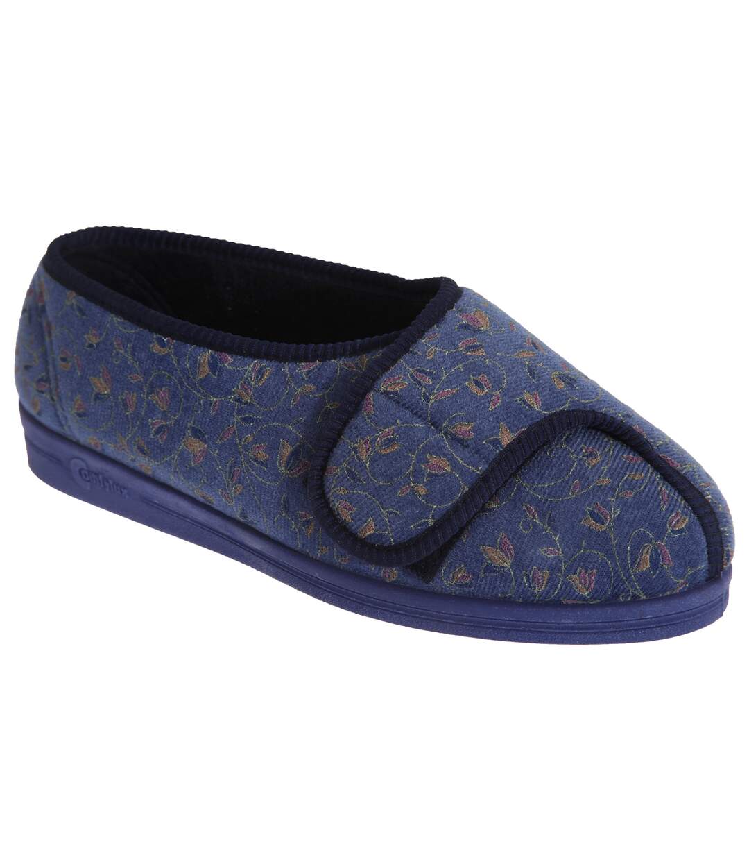 Comfylux Womens/Ladies Helen Floral Superwide Slippers (Blueberry) - UTDF507-1